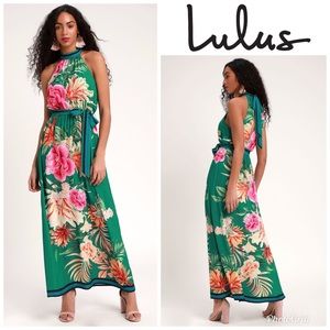 Lulu's Green Floral Maxi Dress